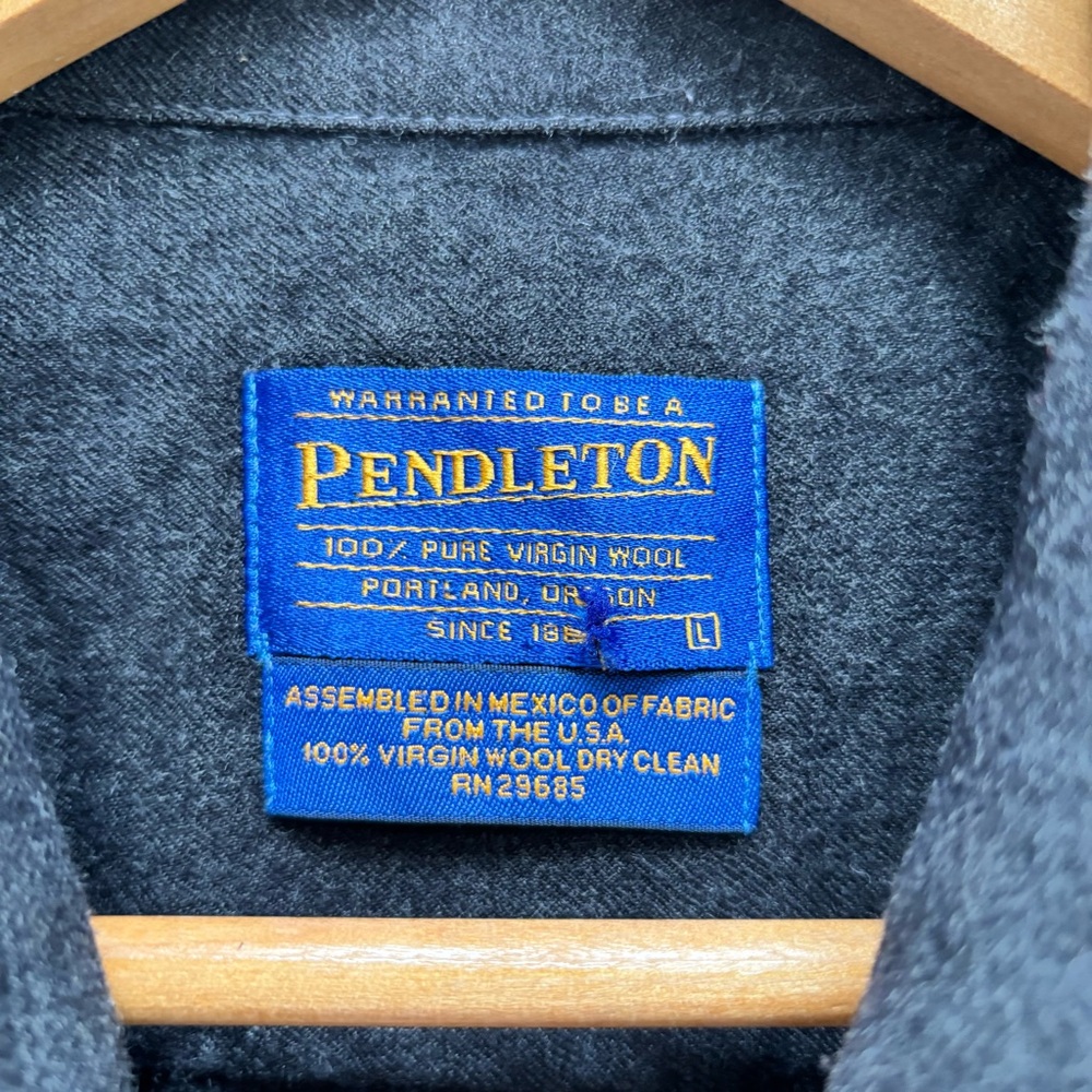Pendleton Virgin Wool Dark Gray Button-Up Shirt L - image 6
